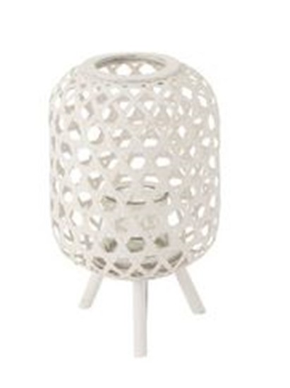 Dřevěná bílá lucerna na nožičkách Magali - Ø 31*52 cm