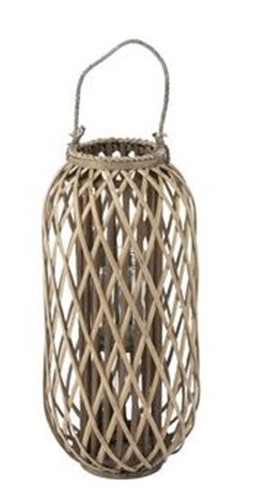 Šedohnědá dřevěná lucerna Romaine S - Ø 32*66 cm