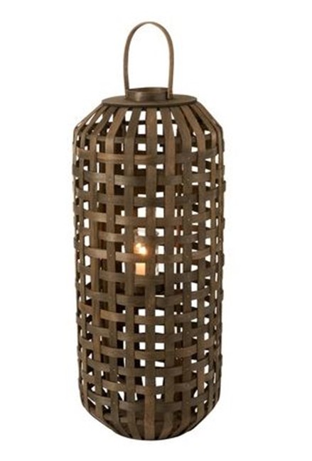 Tmavě hnědá dřevěná lucerna Toinette L - Ø 41,5*95 cm
