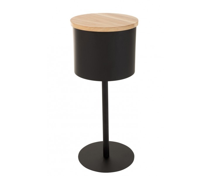 Černý kovový odkládací stolek Leonie - Ø 32*74 cm