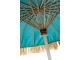 Azurově modrý dřevěný slunečník s třásněmi Raffia - Ø 190*250 cm