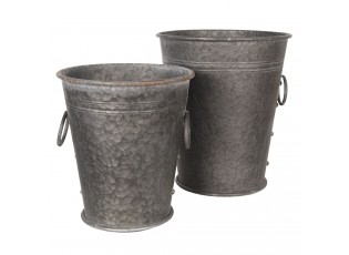 2ks dekorační plechové kbelíky - Ø 37*42 / 32*35 cm