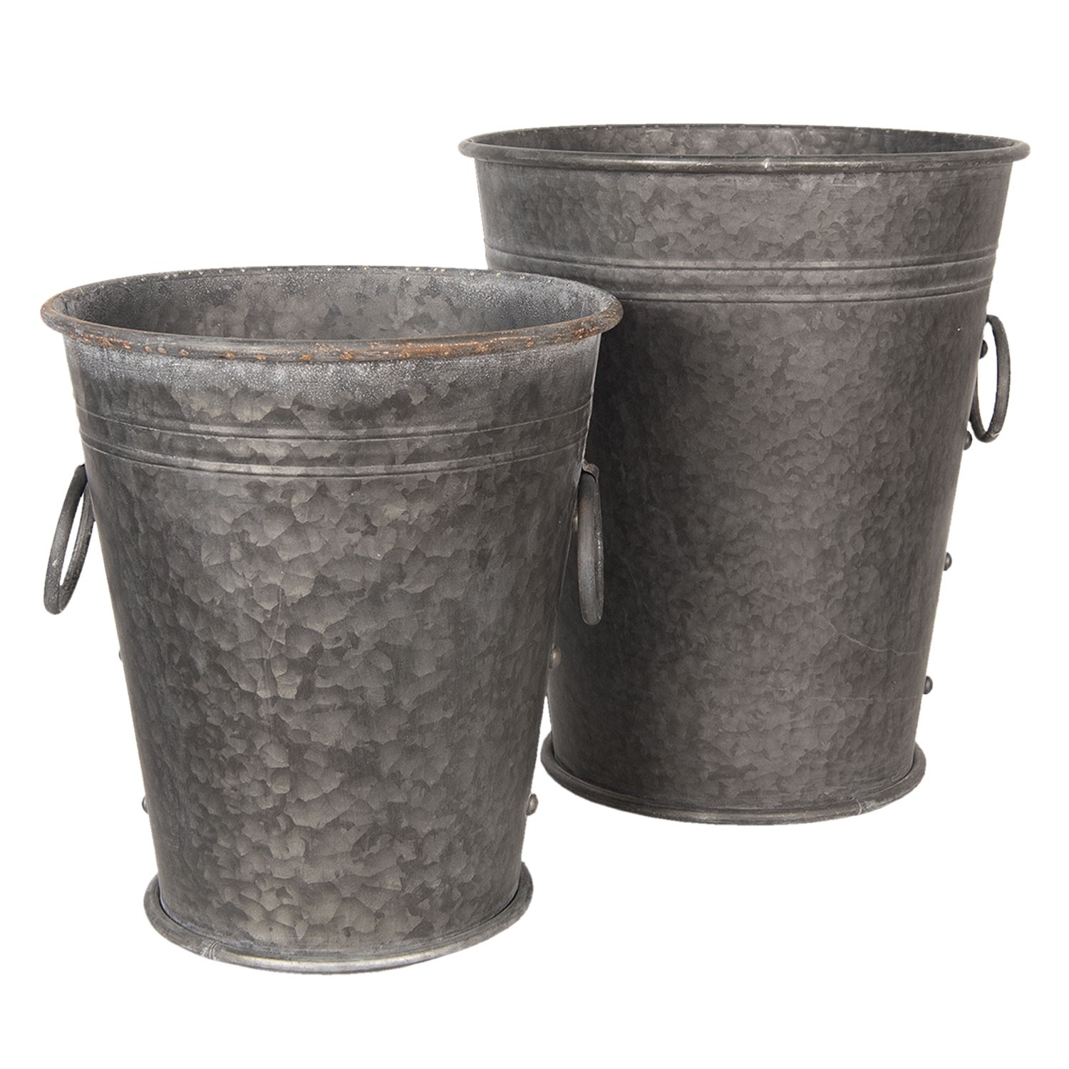2ks dekorační plechové kbelíky - Ø 37*42 / 32*35 cm Clayre & Eef