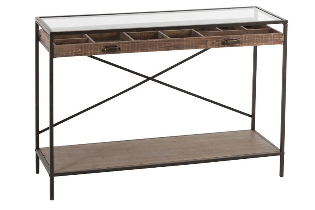 Dřevěný konzolový stolek se šuplíkem - 122*42*82 cm J-Line by Jolipa