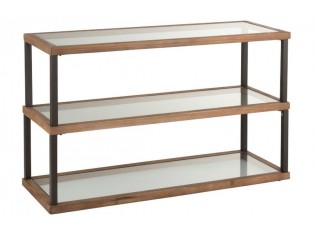 Dřevěný konzolový stůl se skleněnými policemi Glasmy - 132*46*79 cm