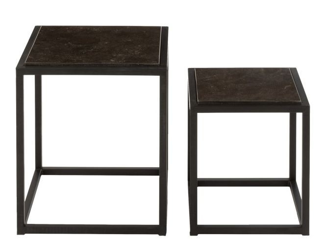 2 černé kovové odkládací stolky Lowy - 39*39*46 cm
