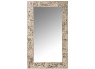 Bílé nástěnné zrcadlo z recyklovaného dřeva Adelais - 90*5*150 cm