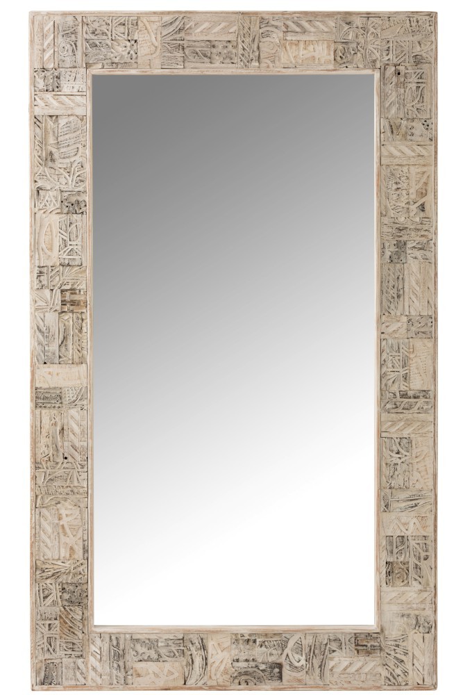 Bílé nástěnné zrcadlo z recyklovaného dřeva Adelais - 90*5*150 cm J-Line by Jolipa