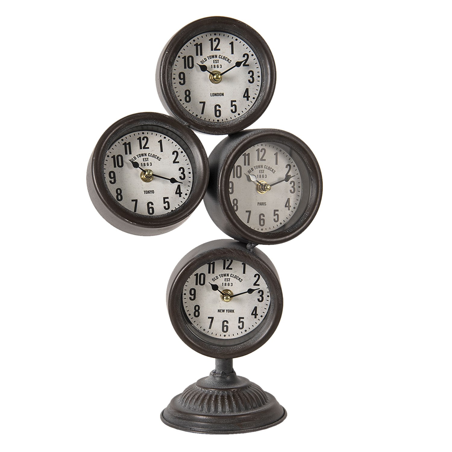 Kovové vintage hodiny se světovými časy Old Town Clocks - 24*13*43 cm / 4*AA Clayre & Eef