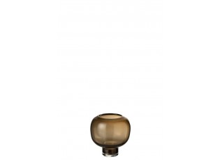 Hnědá skleněná váza / svícen Dark Brown S - 14*14*14 cm
