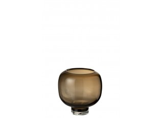 Hnědá skleněná váza / svícen Dark Brown L - 21*21*24 cm