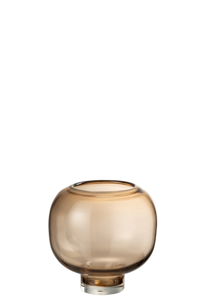 Světle hnědá skleněná váza / svícen Brown L - 20,5*20,5*19 cm J-Line by Jolipa