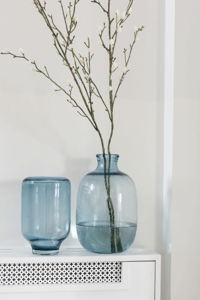Modrá skleněná váza / svícen Light Blue L - 22*22*37 cm