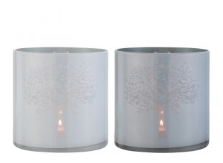 Skleněné svícny na čajovou svíčku s motivem stromu modrý/bílý - Ø 20*20 cm