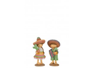 2 ks dekorativní sošky Mexičanů s kaktusy - 8,5*7,5*16,5 cm