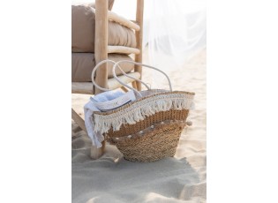 Přírodní jutová plážová taška s mušličkami - 48*30*45 cm
