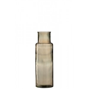 Hnědá úzká skleněná váza Cylinder M - 14,5*14,5*44,5 cm