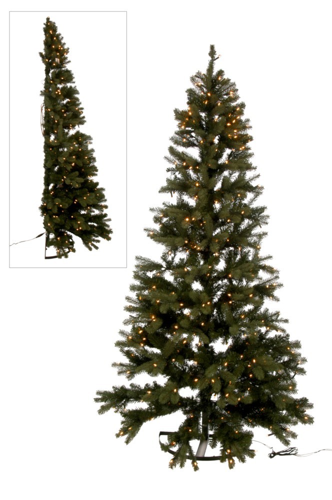 Poloviční umělý zelený dekorativní vánoční stromek s LED světýlky - 150*150*225 cm