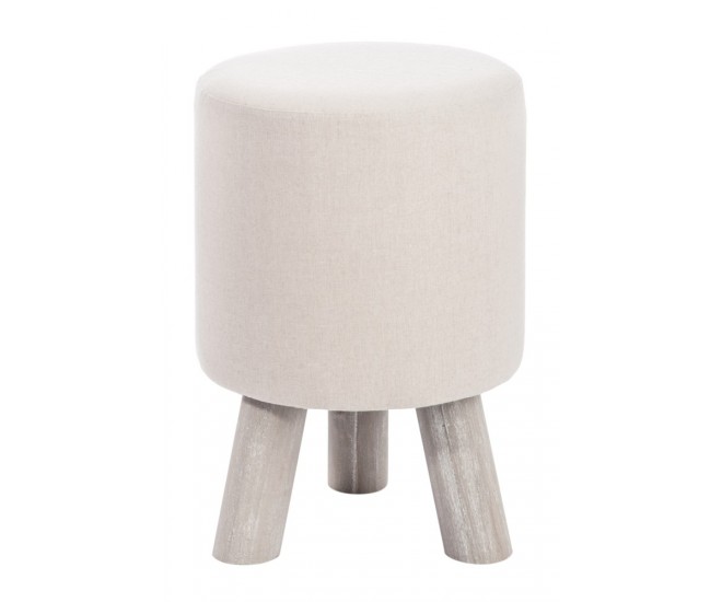 Dřevěná stolička s béžovým textilním sedákem - Ø 30*44 cm
