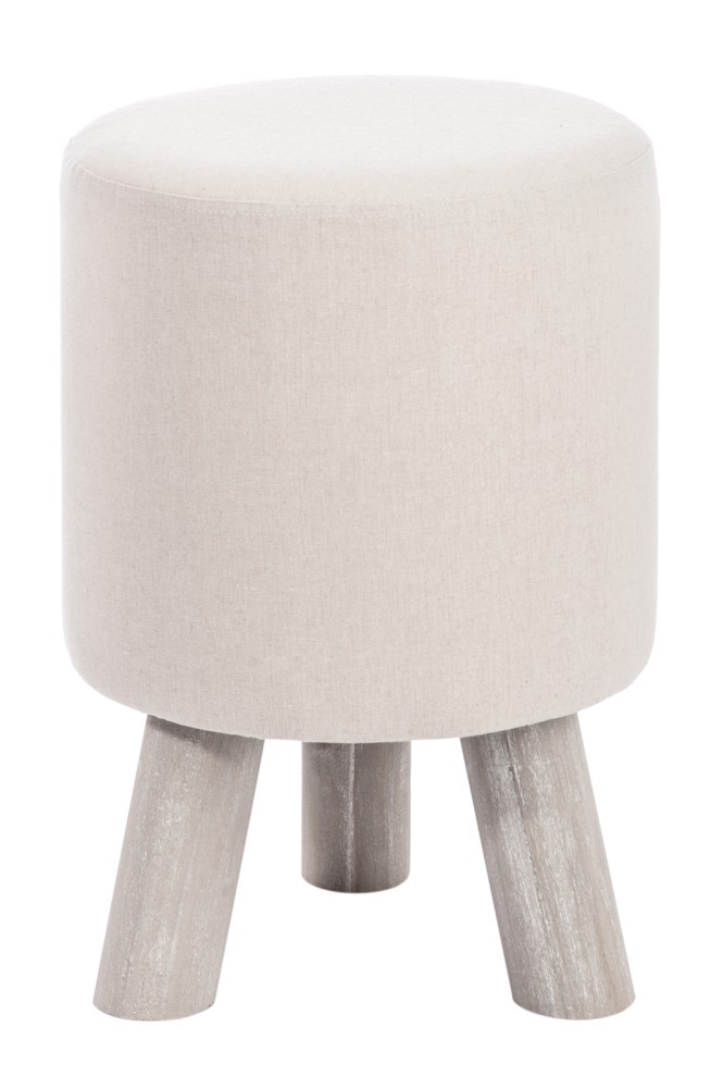 Dřevěná stolička s béžovým textilním sedákem - Ø 30*44 cm J-Line by Jolipa
