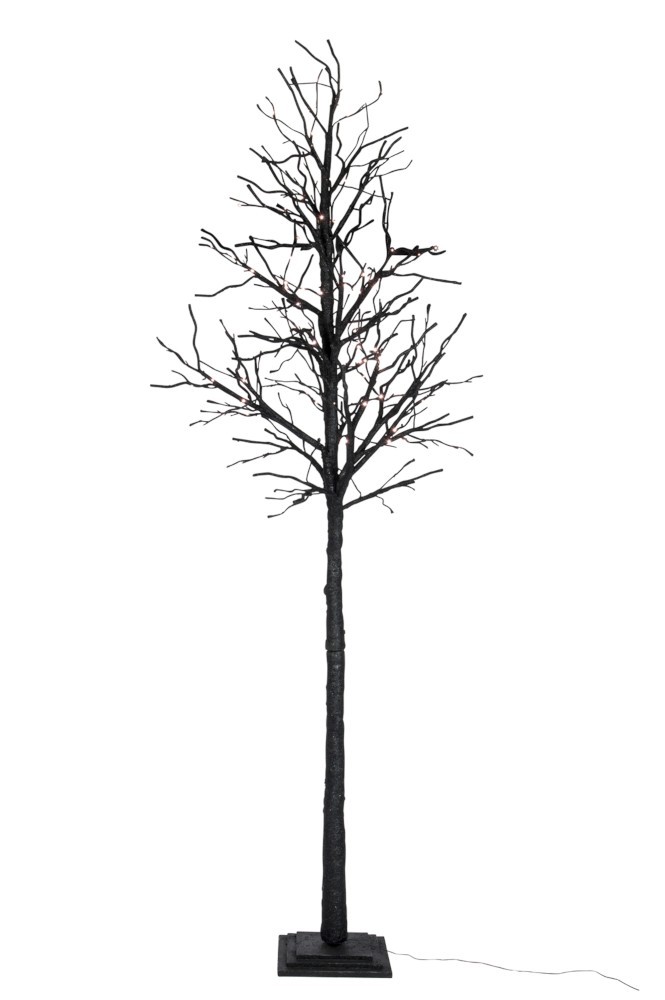 Levně Dekorativní černý strom s LED světýlky - teplá bílá - 300 cm 58079