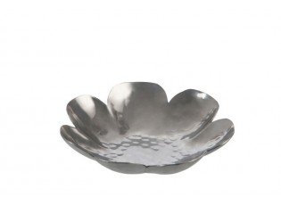 Stříbrný kovový svícen ve tvaru květu S - 12,5*12,5*2,75 cm