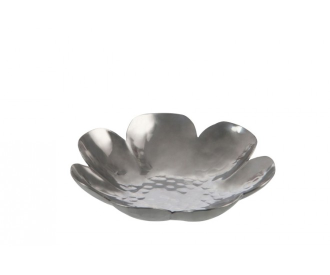 Stříbrný kovový svícen ve tvaru květu S - 12,5*12,5*2,75 cm