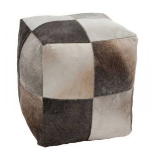 Čtvercový puf z kravské kůže - 44*44*46 cm