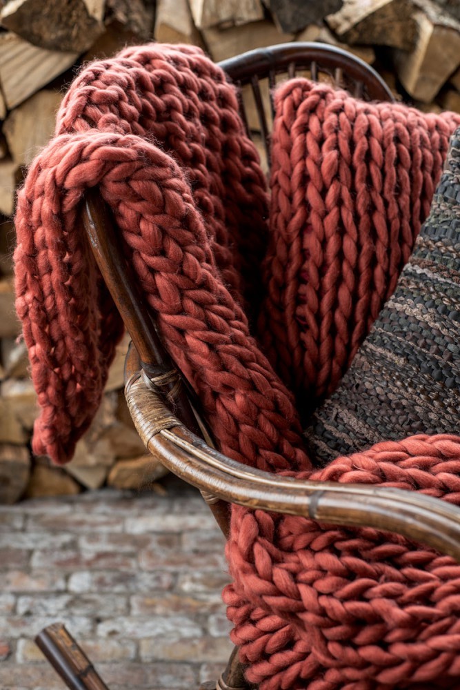 Pletený vínový pléd Tricot - 152*127 cm