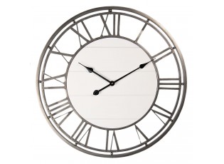 Nástěnné hodiny v kovovém rámu s římskými číslicemi Ninon – Ø 70*4 cm / 1*AA