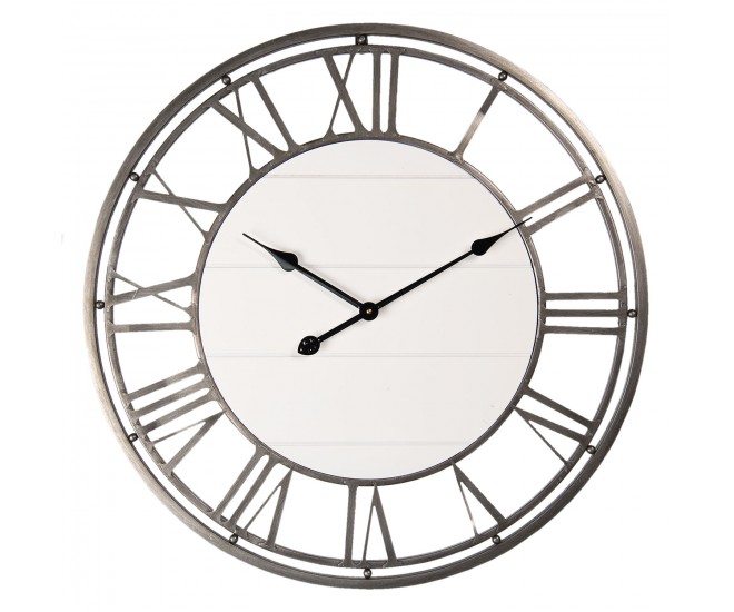 Nástěnné hodiny v kovovém rámu s římskými číslicemi Ninon – Ø 70*4 cm / 1*AA