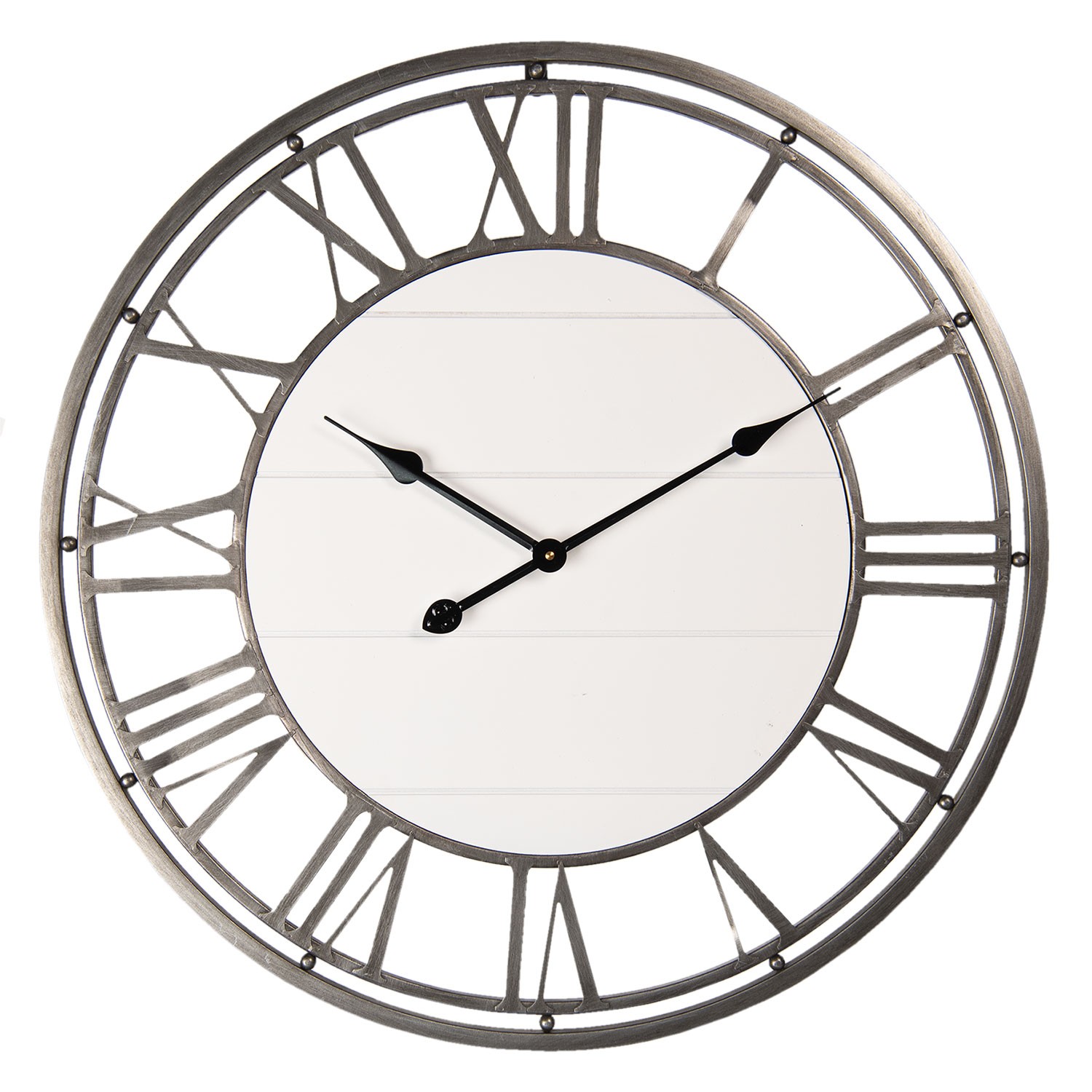 Nástěnné hodiny v kovovém rámu s římskými číslicemi Ninon – Ø 70*4 cm / 1*AA Clayre & Eef