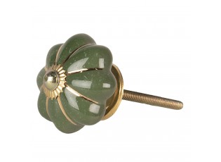 Zeleno-zlatá keramická úchytka ve tvaru květiny Alphonsine – Ø 4*4 cm