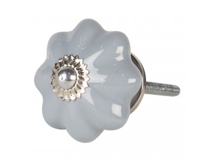 Lesklá modrá úchytka ve tvaru květiny se stříbrným koncem – Ø 4*4 cm