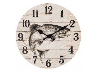Vintage nástěnné hodiny s motivem ryby – Ø 30*3 cm / 1*AA