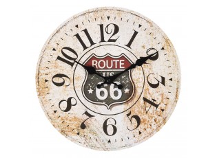 Vintage nástěnné hodiny Route 66 – Ø 30*3 cm / 1*AA