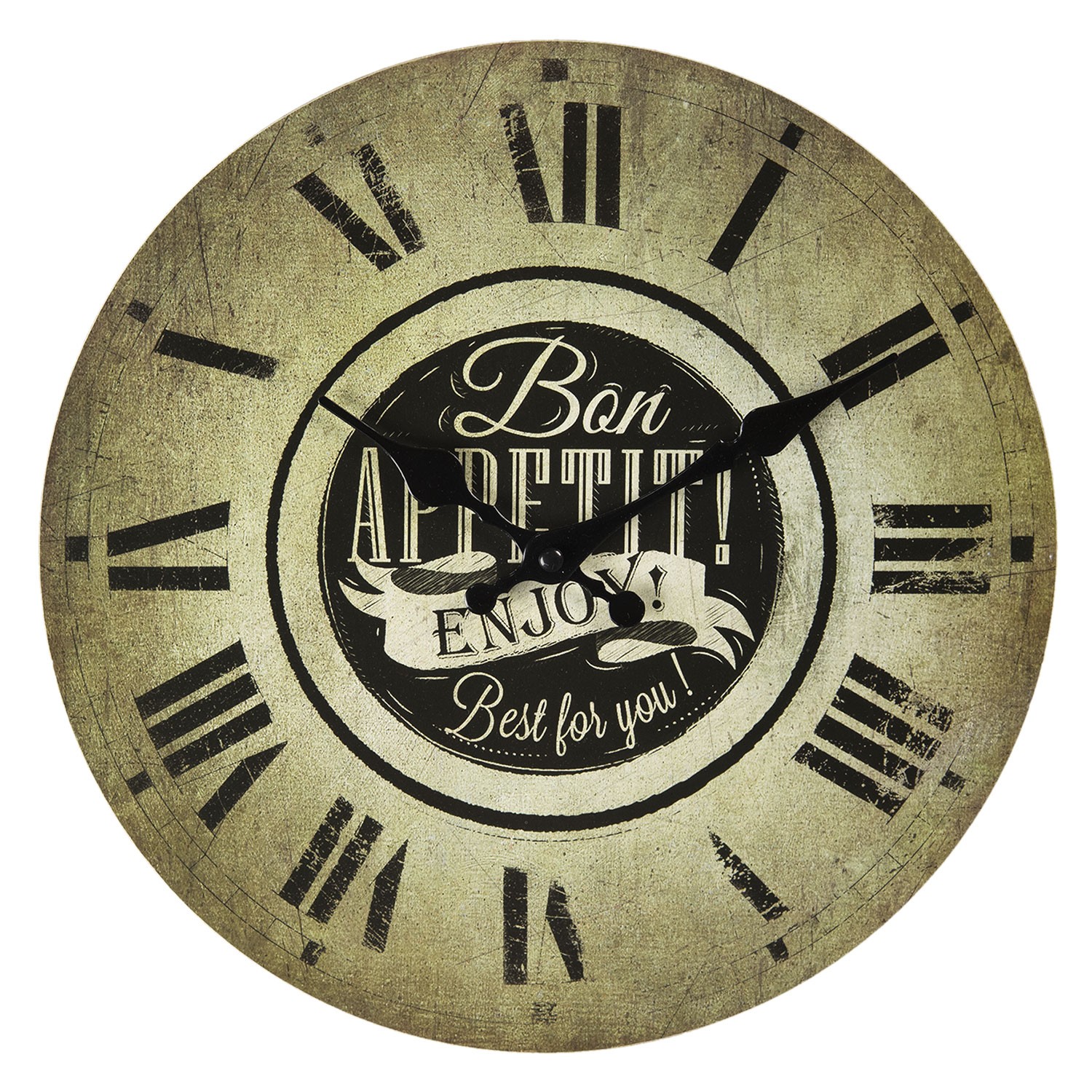 Nástěnné hodiny s římskými číslicemi Bon Appetit – Ø 30*3 cm / 1*AA Clayre & Eef