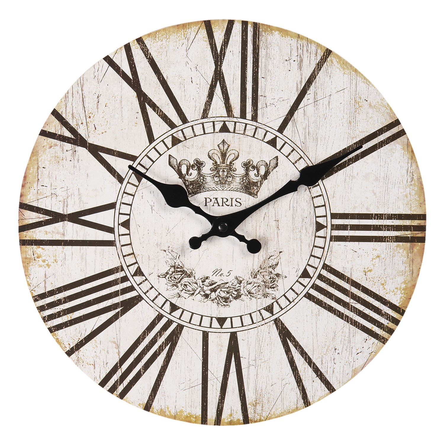 Vintage nástěnné hodiny s římskými číslicemi Paris – Ø 30*3 cm / 1*AA Clayre & Eef