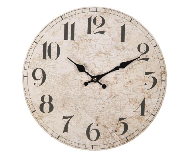 Vintage nástěnné hodiny Carte – Ø 34*4 cm / 1*AA