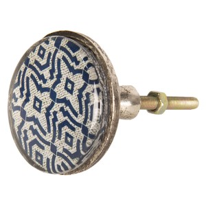 Kovová úchytka s modrým ornamentem I – Ø 5*8 cm