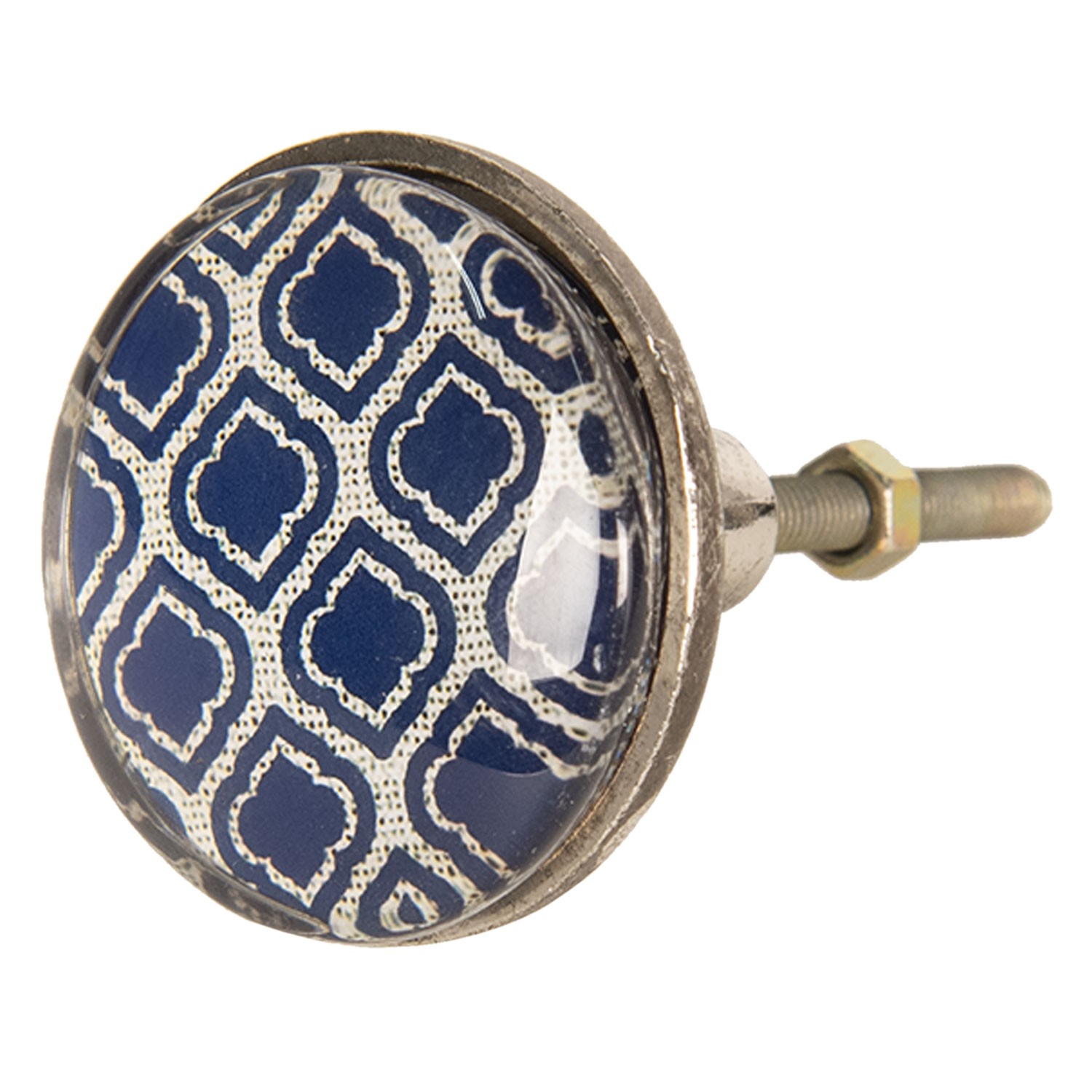 Kovová úchytka s modrým ornamentem II – Ø 5*8 cm Clayre & Eef