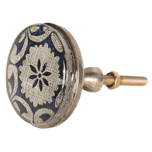 Kovová úchytka s modrým ornamentem III – Ø 5*8 cm