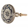Kovová úchytka s modrým ornamentem III – Ø 5*8 cm