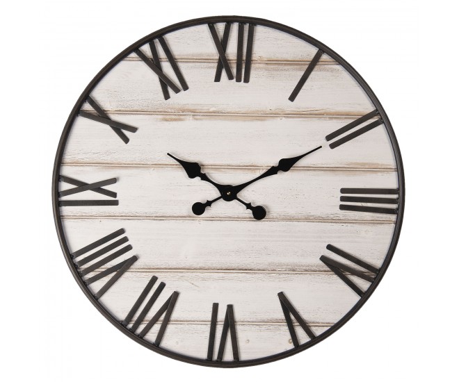 Dřevěné hodiny s římskými číslicemi a patinou Agate – Ø 70*5 cm / 1*AA