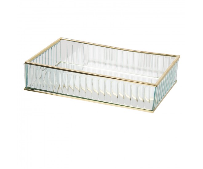 Šperkovnice ze vzorovaného skla se zlatým lemováním Goldin - 24*14*5 cm