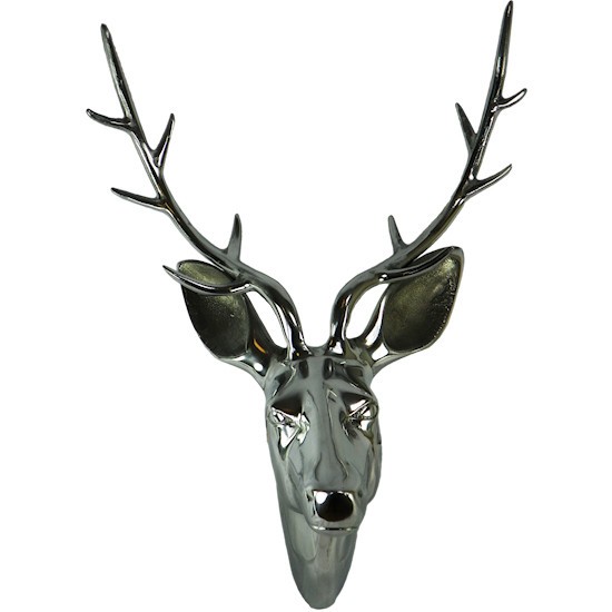 Sříbrná nástěnná dekorace hlava jelena Deer M - 31*22*46cm Mars & More