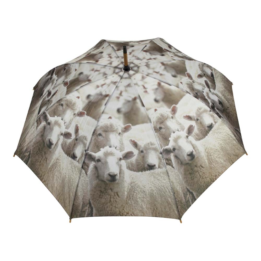 Deštník s dřevěnou rukojetí a potiskem oveček - Ø 105*88cm Mars & More