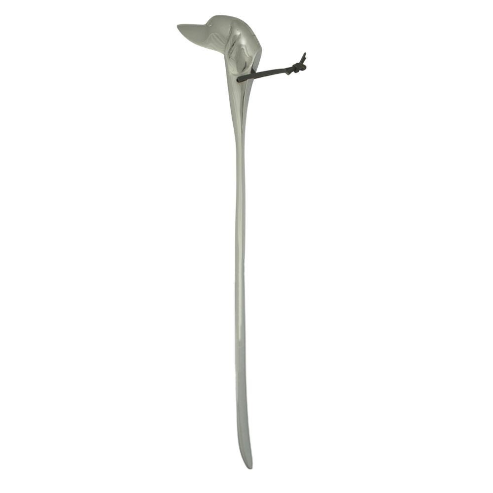 Stříbrné kovové obouvadlo s jezevčíkem - 52*5*1cm