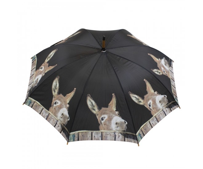 Černý deštník s potiskem osla v ohradě - Ø 105*88cm