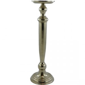 Stříbrný kovový svícen široký - Ø11* 39cm